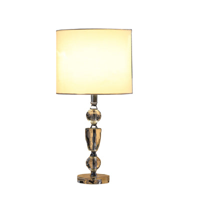 24" Clear Cut Faux Crystal Glam Table Lamp With White Classic Drum Shade 