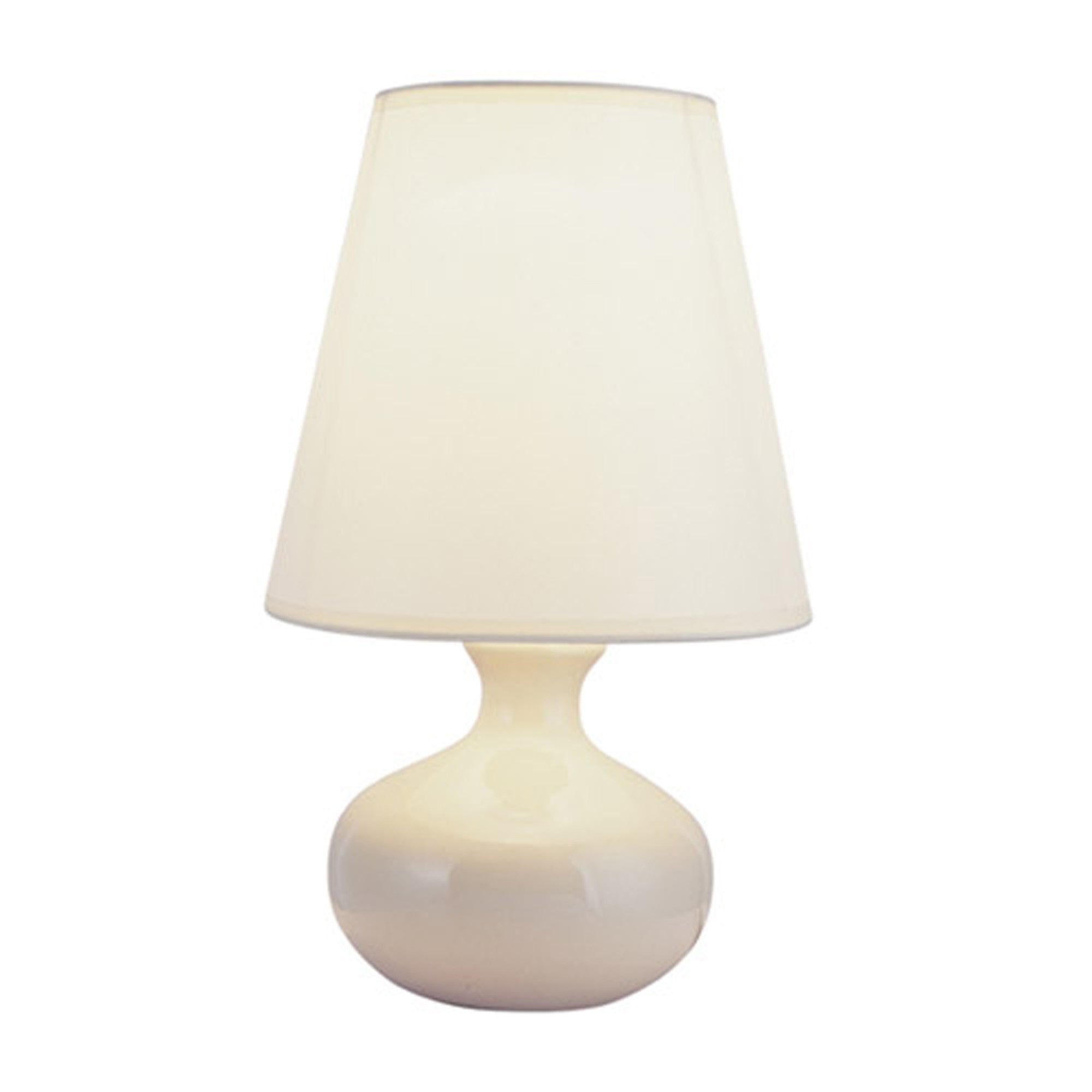 12" Beige Ceramic Bedside Table Lamp With White Shade