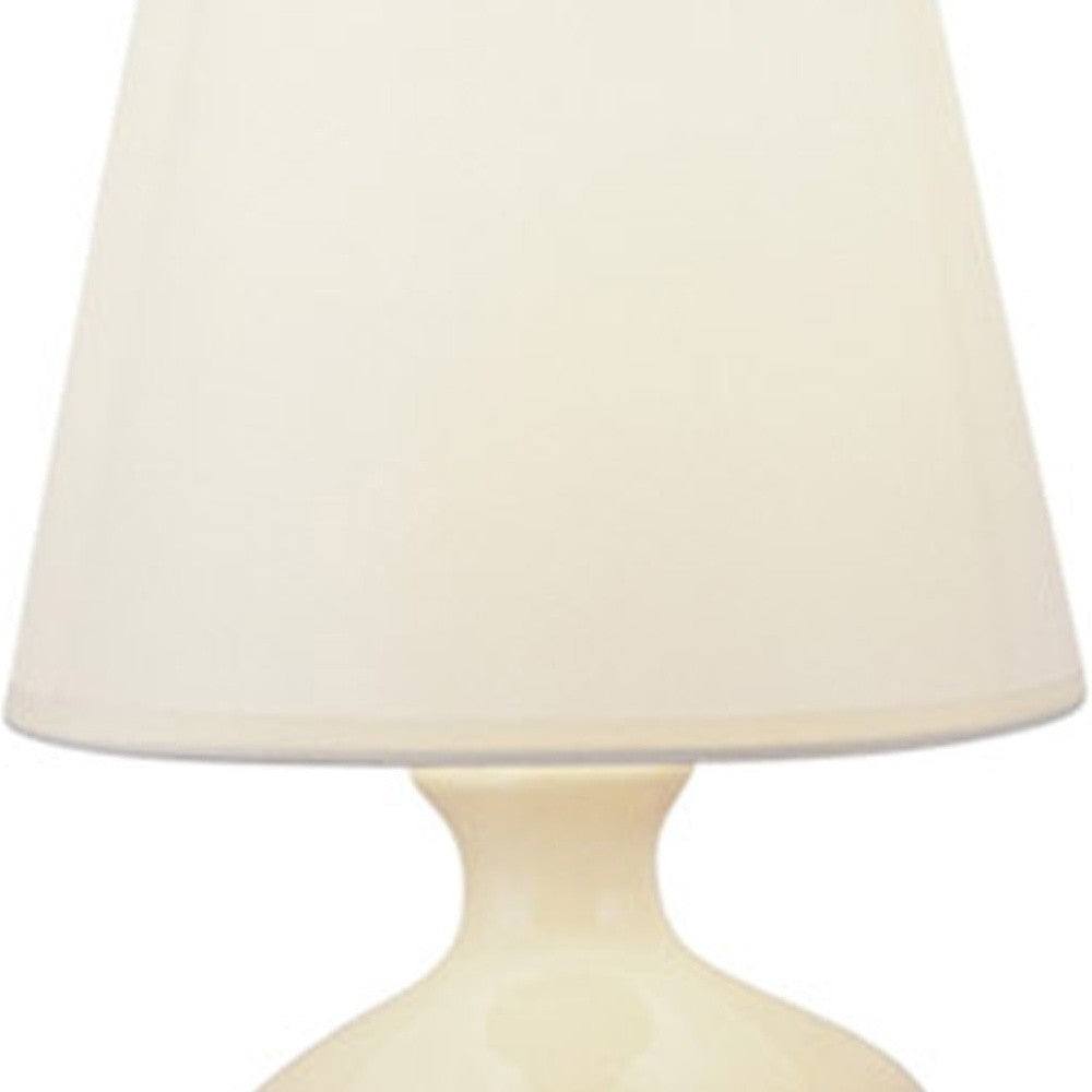 12" Beige Ceramic Bedside Table Lamp With White Shade