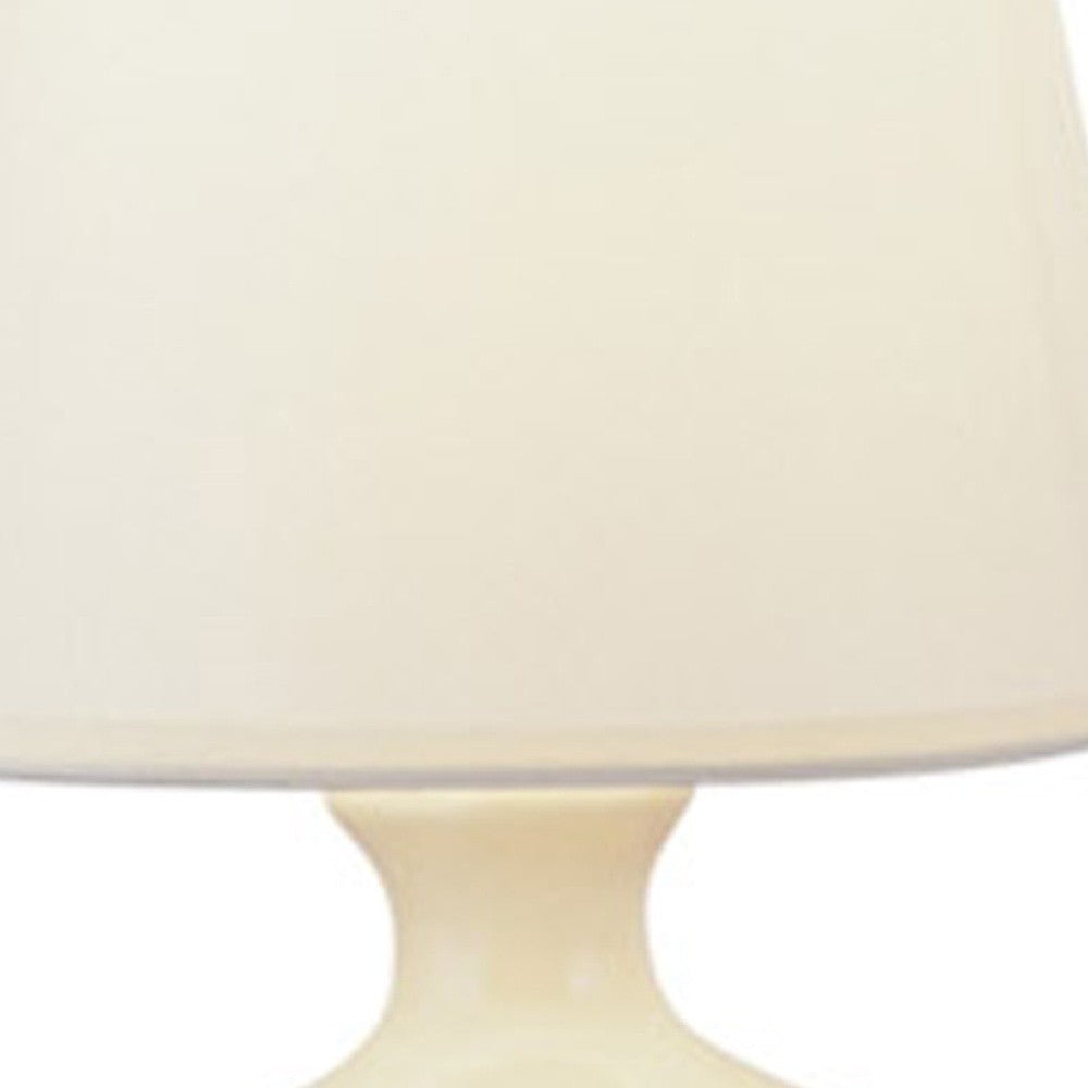 12" Beige Ceramic Bedside Table Lamp With White Shade