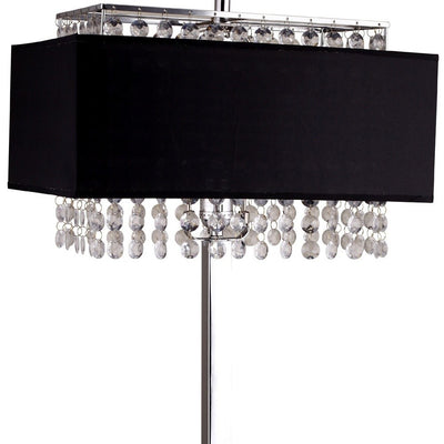 Bling Glam Black and Faux Crystal Rectangular Table Lamp 