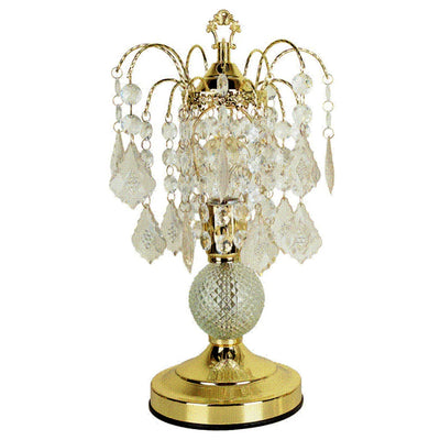 Vintage Gold Glass Chandelier Table Lamp 