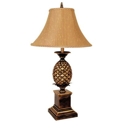 32" Gold Metal Pineapple Table Lamp With Gold Classic Empire Shade 