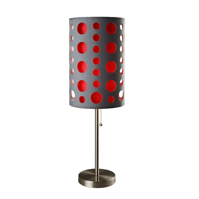 33" Gray and Red Mod Dot Novelty Table Lamp 