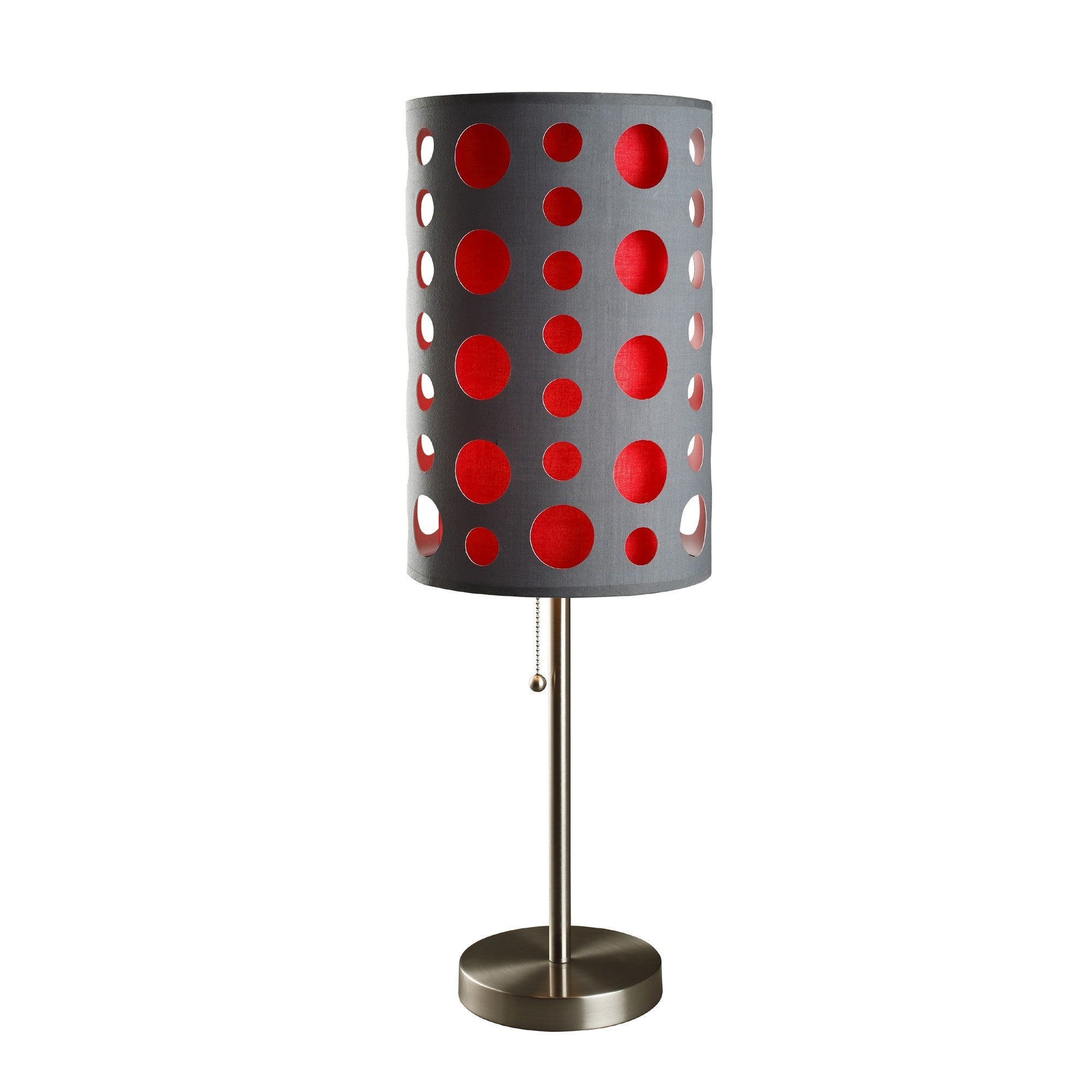 33" Gray and Red Mod Dot Novelty Table Lamp