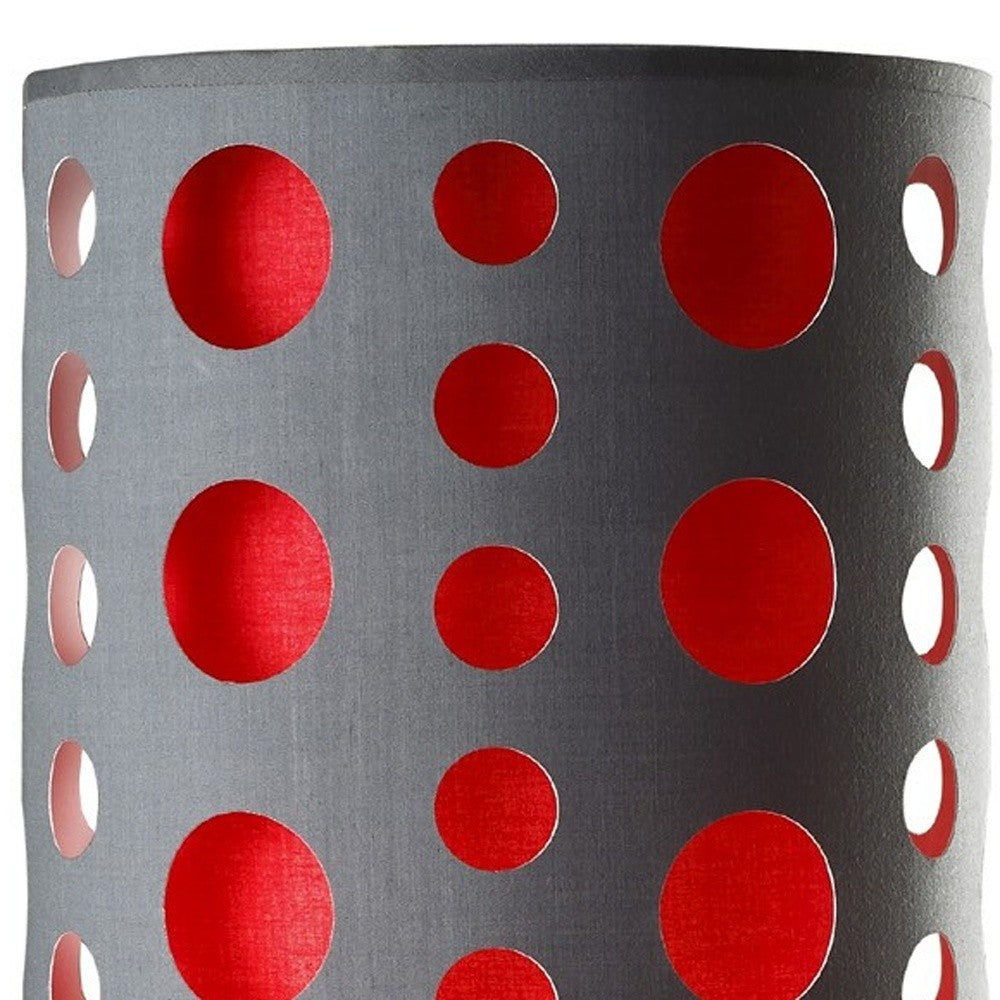 33" Gray and Red Mod Dot Novelty Table Lamp