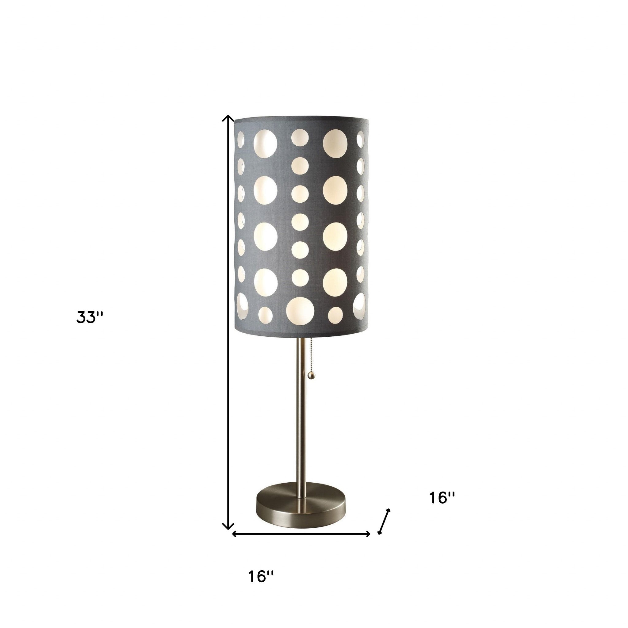 33" Gray and White Mod Dot Novelty Table Lamp