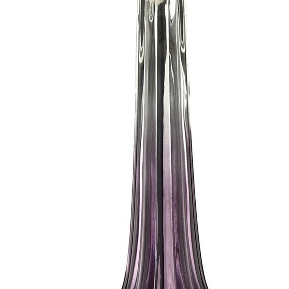 30" Purple Ombre Glass Table Lamp with Beige Shade