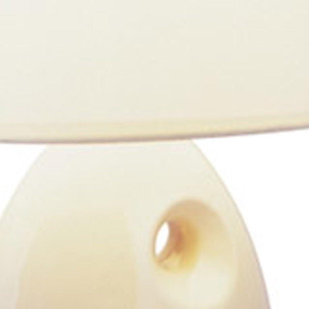 13" Beige Ceramic Bedside Table Lamp With White Shade