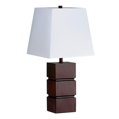 27" Brown Bedside Table Lamp With White Shade 
