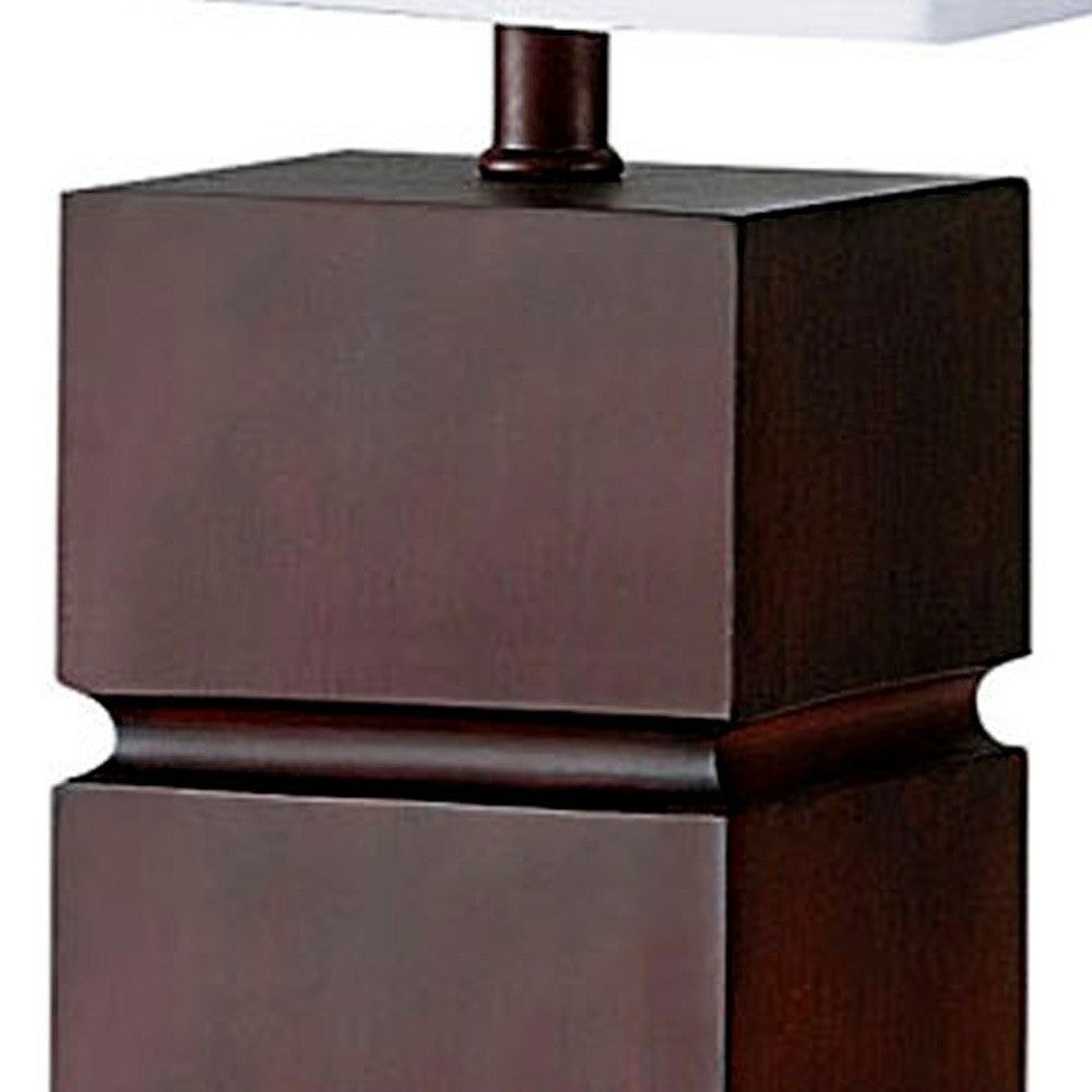 27" Brown Bedside Table Lamp With White Shade