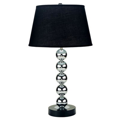 Silver Bauble Table Lamp with Black Shade 