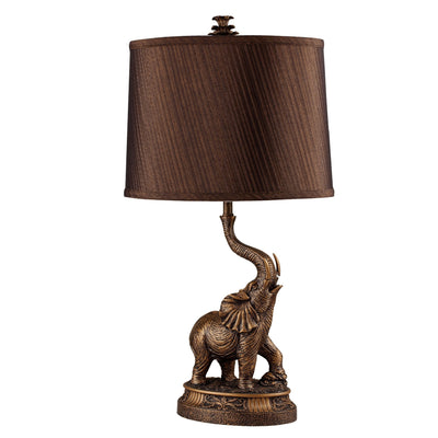 27" Bronze Bedside Table Lamp With Brown Shade 