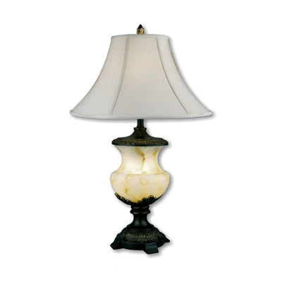 Black Metal and Alabaster Table Lamp 
