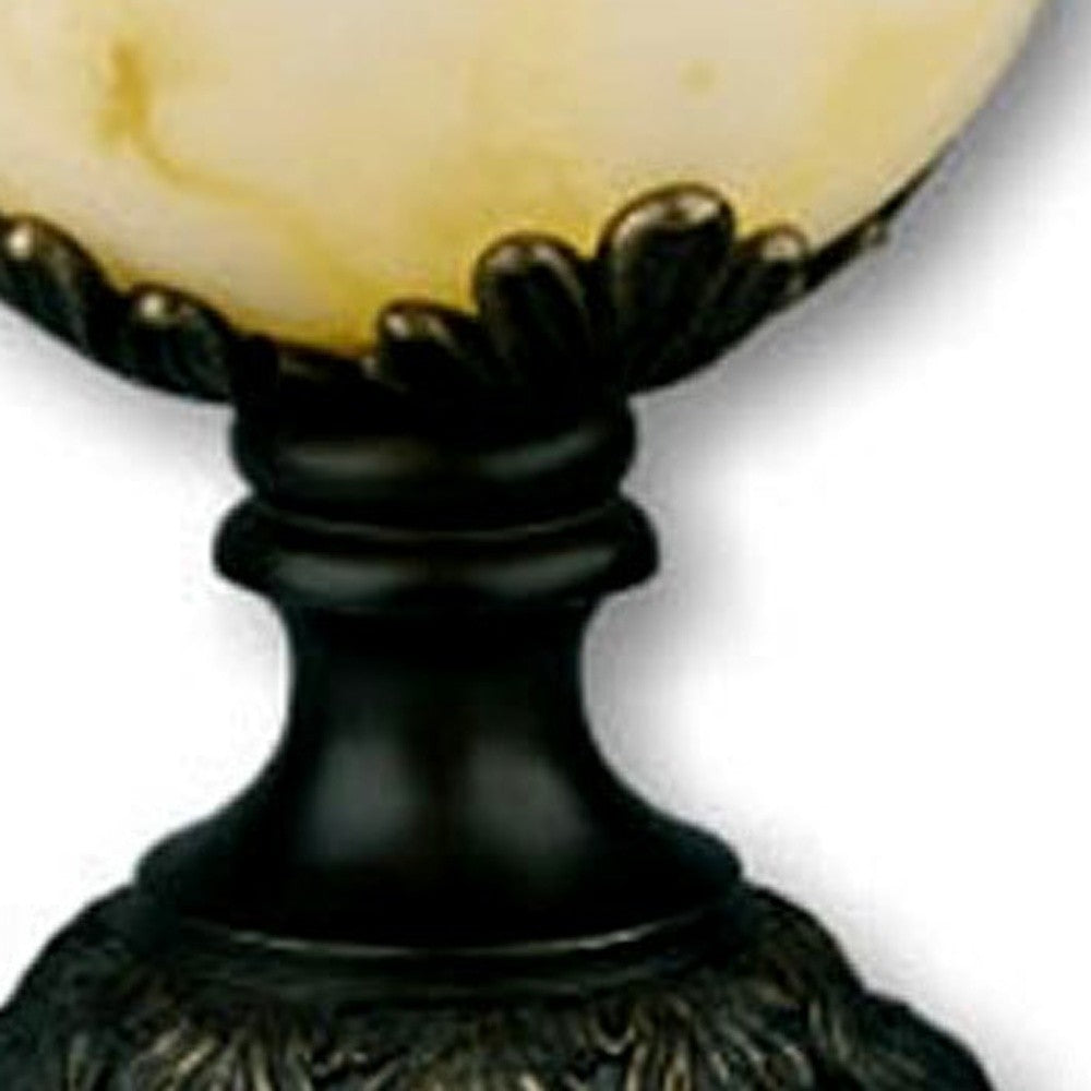 Black Metal and Alabaster Table Lamp