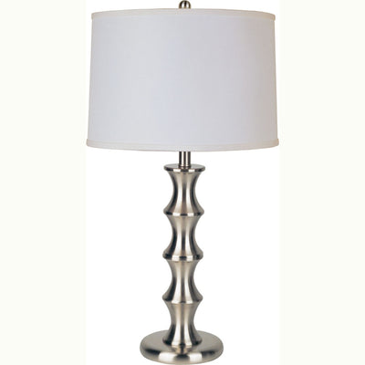 30" Black Solid Wood Bedside Table Lamp With White Shade 
