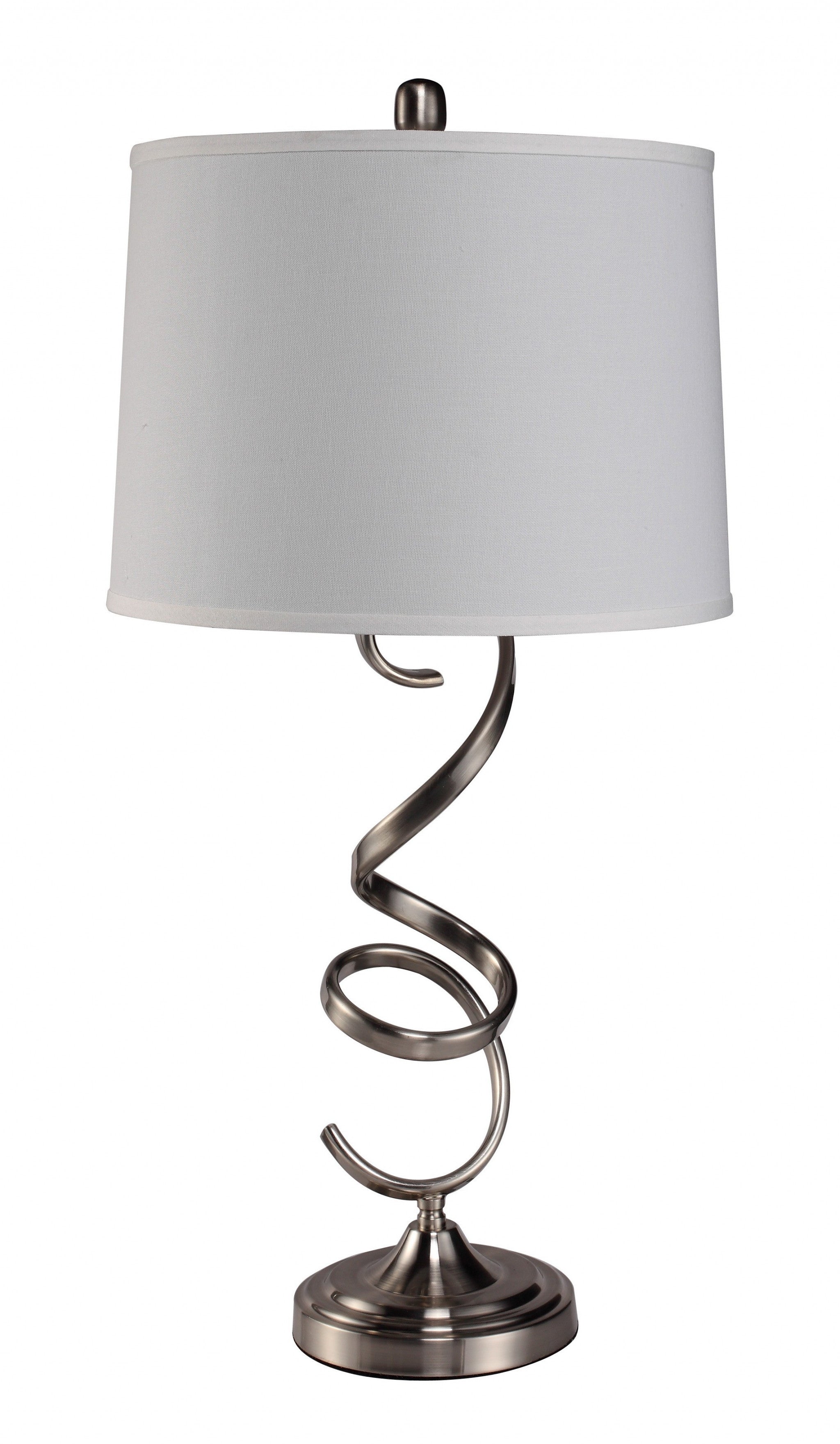 32" Silver Metal Bedside Table Lamp With White Empire Shade