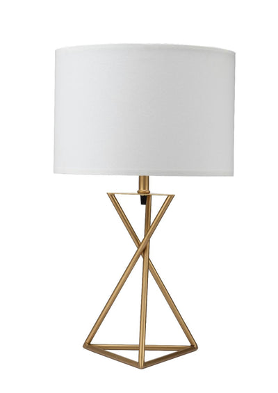 Contemporary Gold Geo Table Lamp with White Shade 