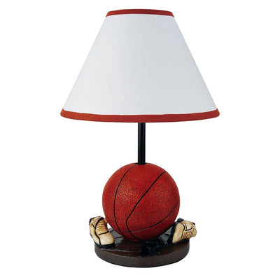 15" Orange Bedside Table Lamp With White Shade 