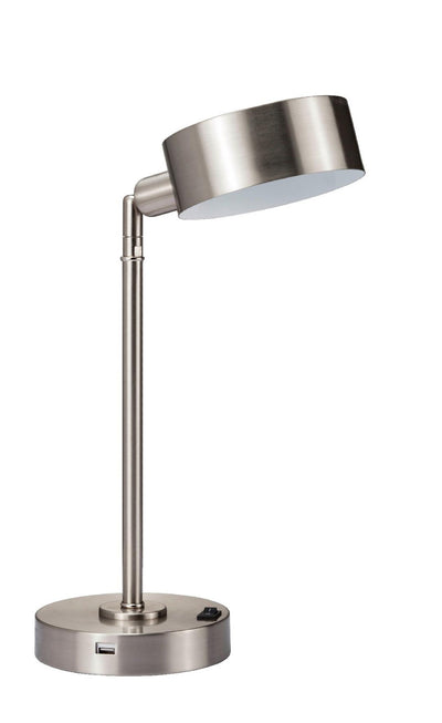 15" Silver Metal Bedside Table Lamp With Silver Shade 