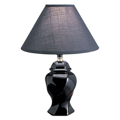 13" Black Ceramic Bedside Table Lamp With Black Shade 