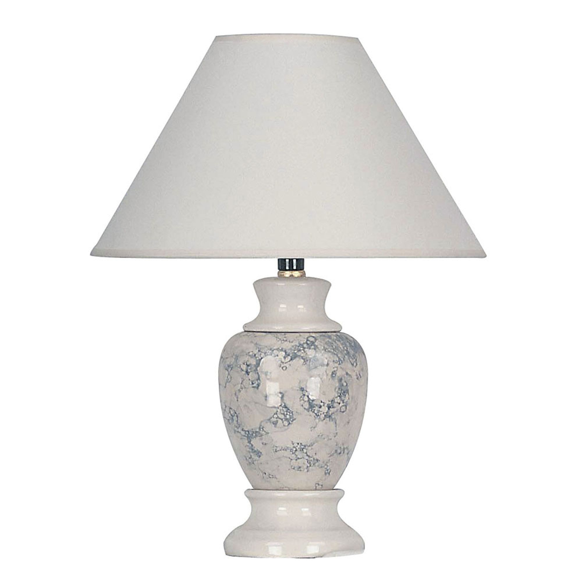 13" Ivory Faux Marble Ceramic Accent Table Lamp With White Empire Shade