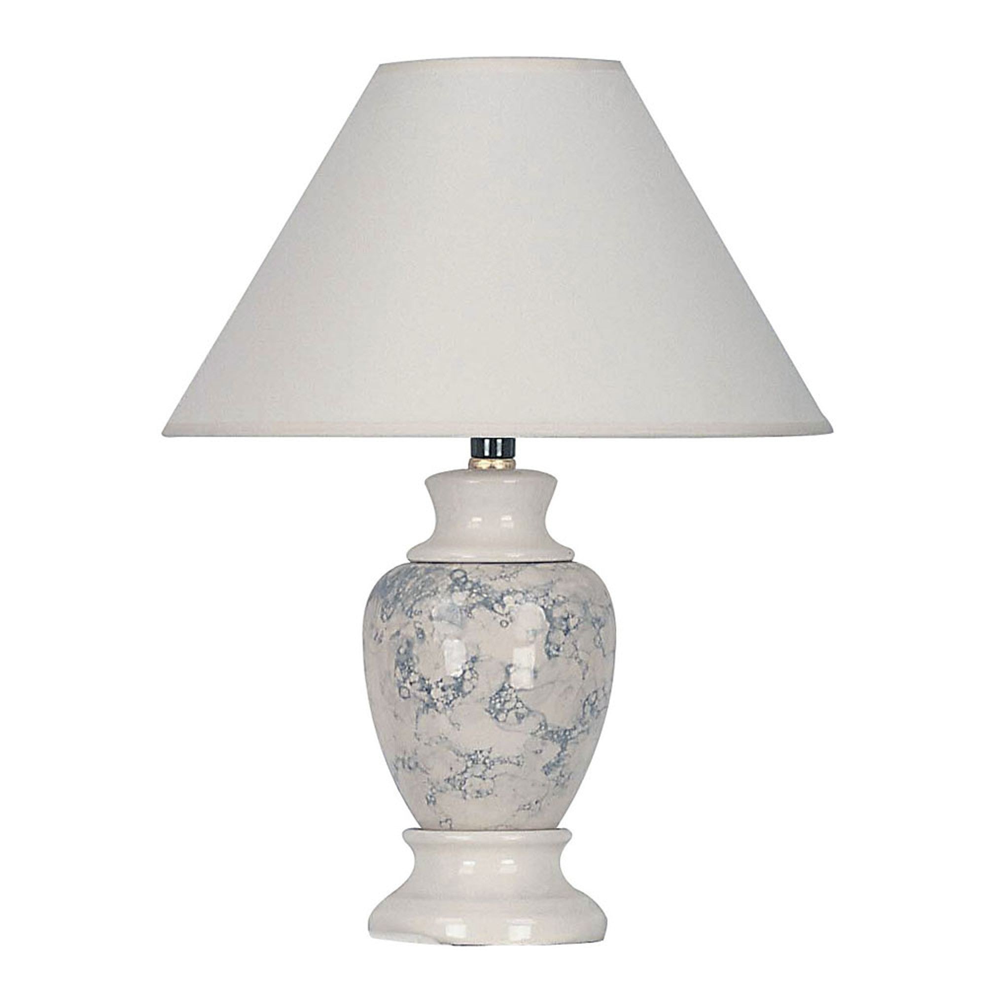 13" Ivory Faux Marble Ceramic Accent Table Lamp With White Empire Shade