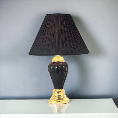 27" Black and Gold Ceramic Urn Table Lamp With Black Empire Shade 