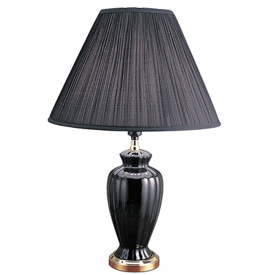 26" Gold Bedside Table Lamp With Black Empire Shade 