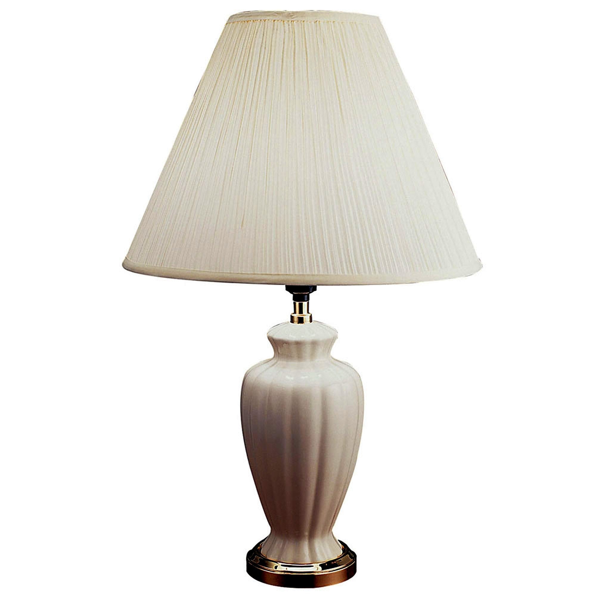 26" Gold Bedside Table Lamp With Off White Empire Shade