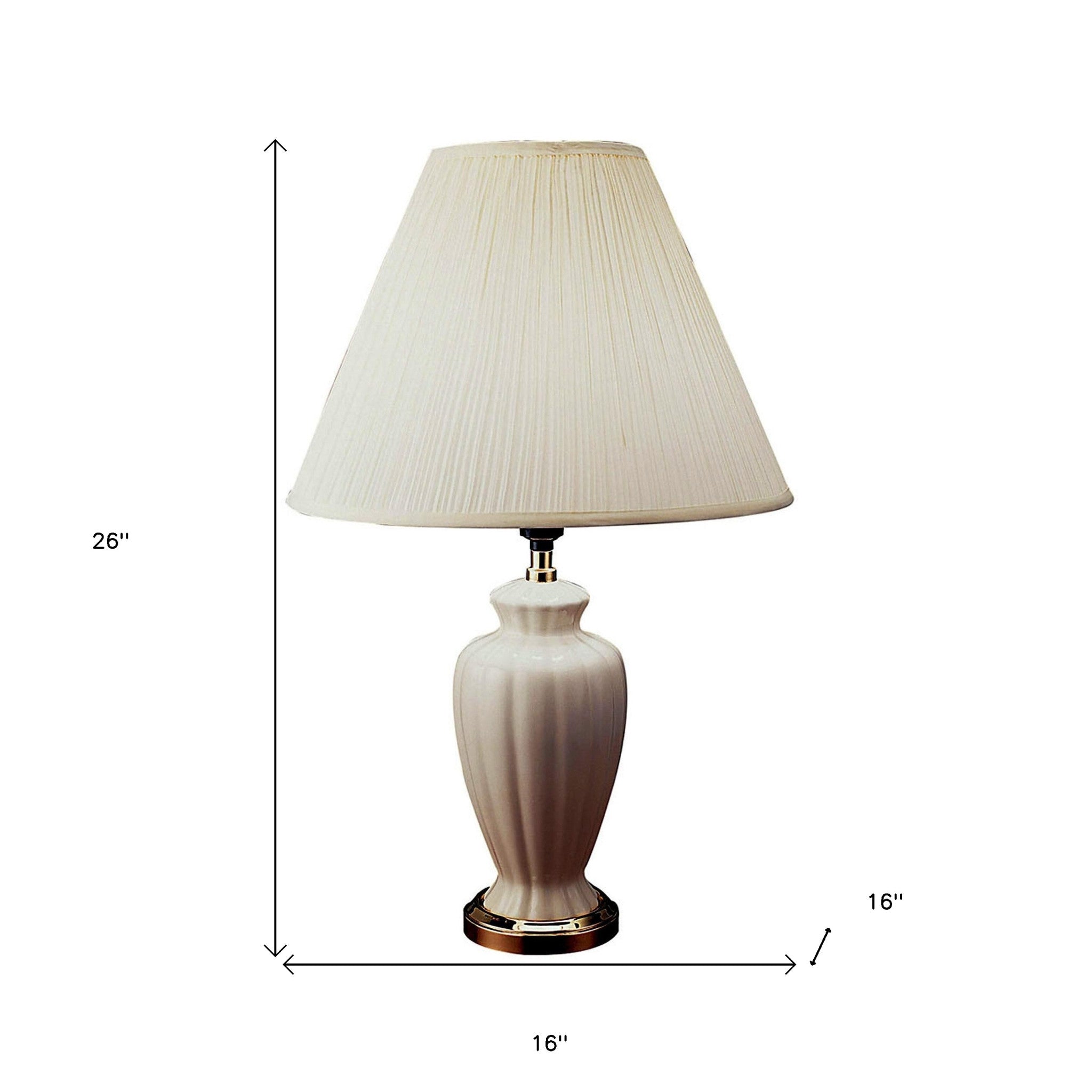 26" Gold Bedside Table Lamp With Off White Empire Shade