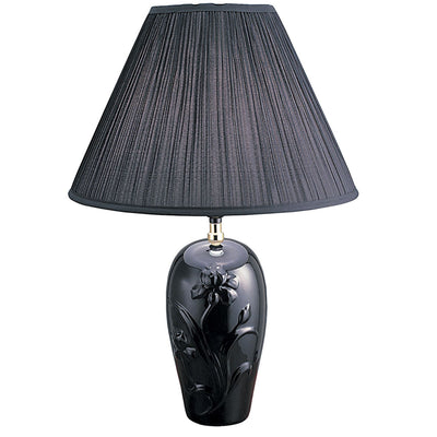 26" Black Bedside Table Lamp With Black Empire Shade 