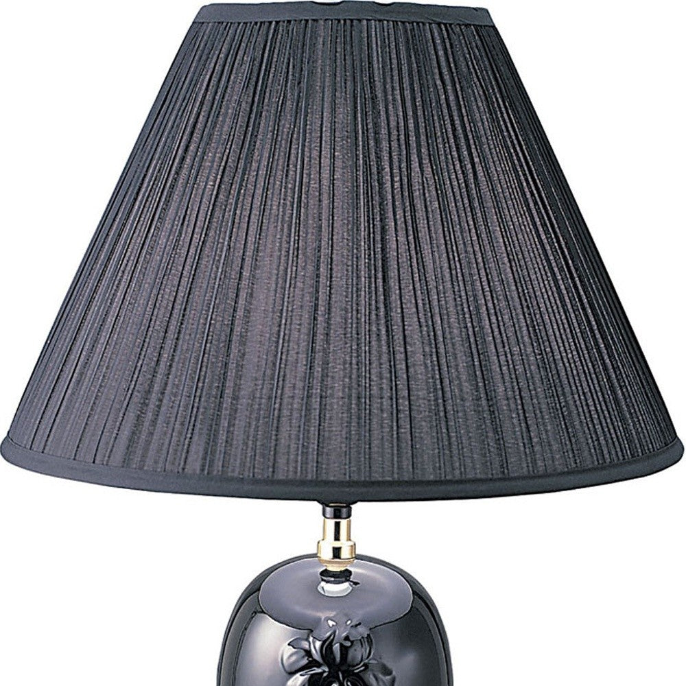 26" Black Bedside Table Lamp With Black Empire Shade