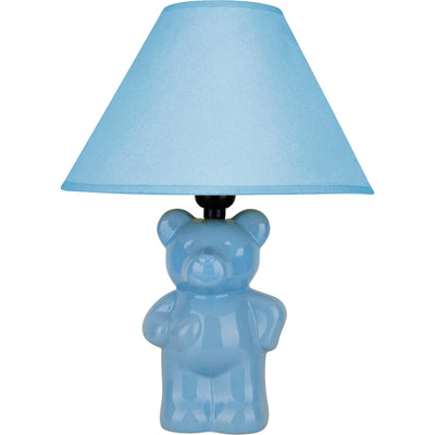 13" Blue Bedside Table Lamp With Blue Empire Shade 