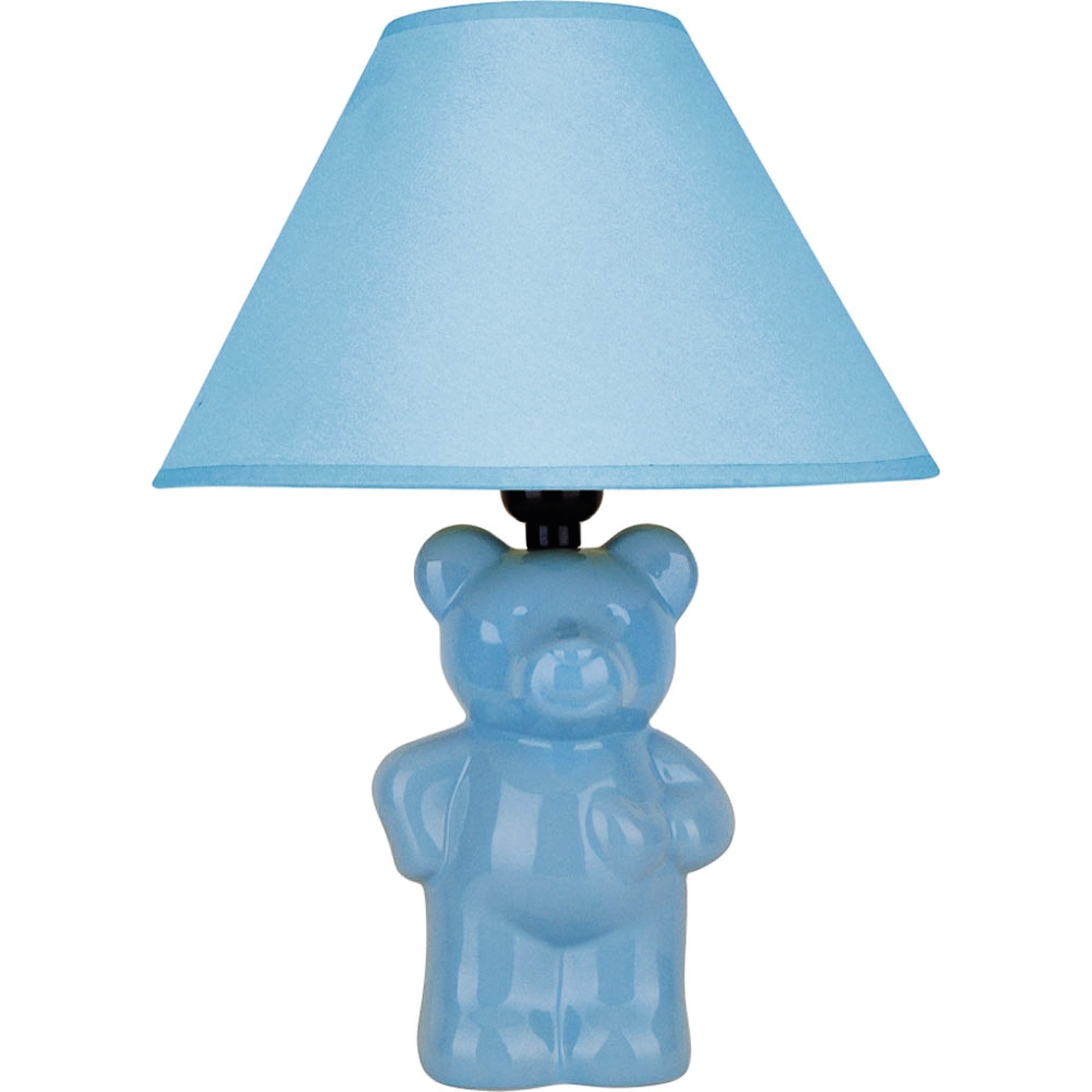 13" Blue Bedside Table Lamp With Blue Empire Shade