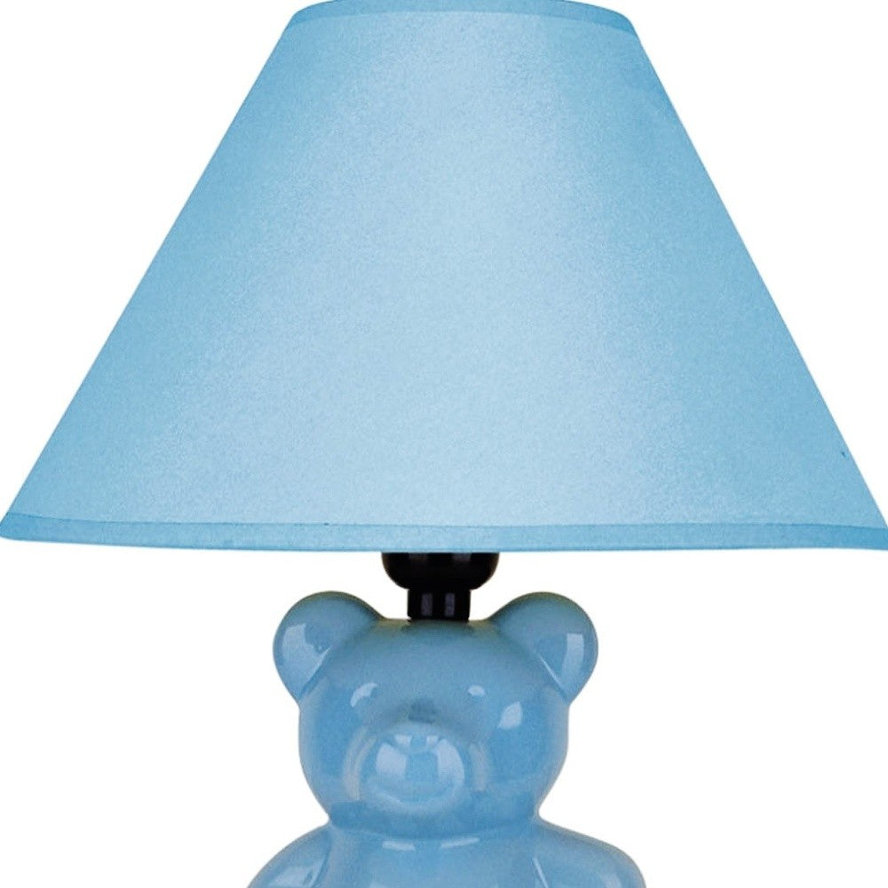 13" Blue Bedside Table Lamp With Blue Empire Shade