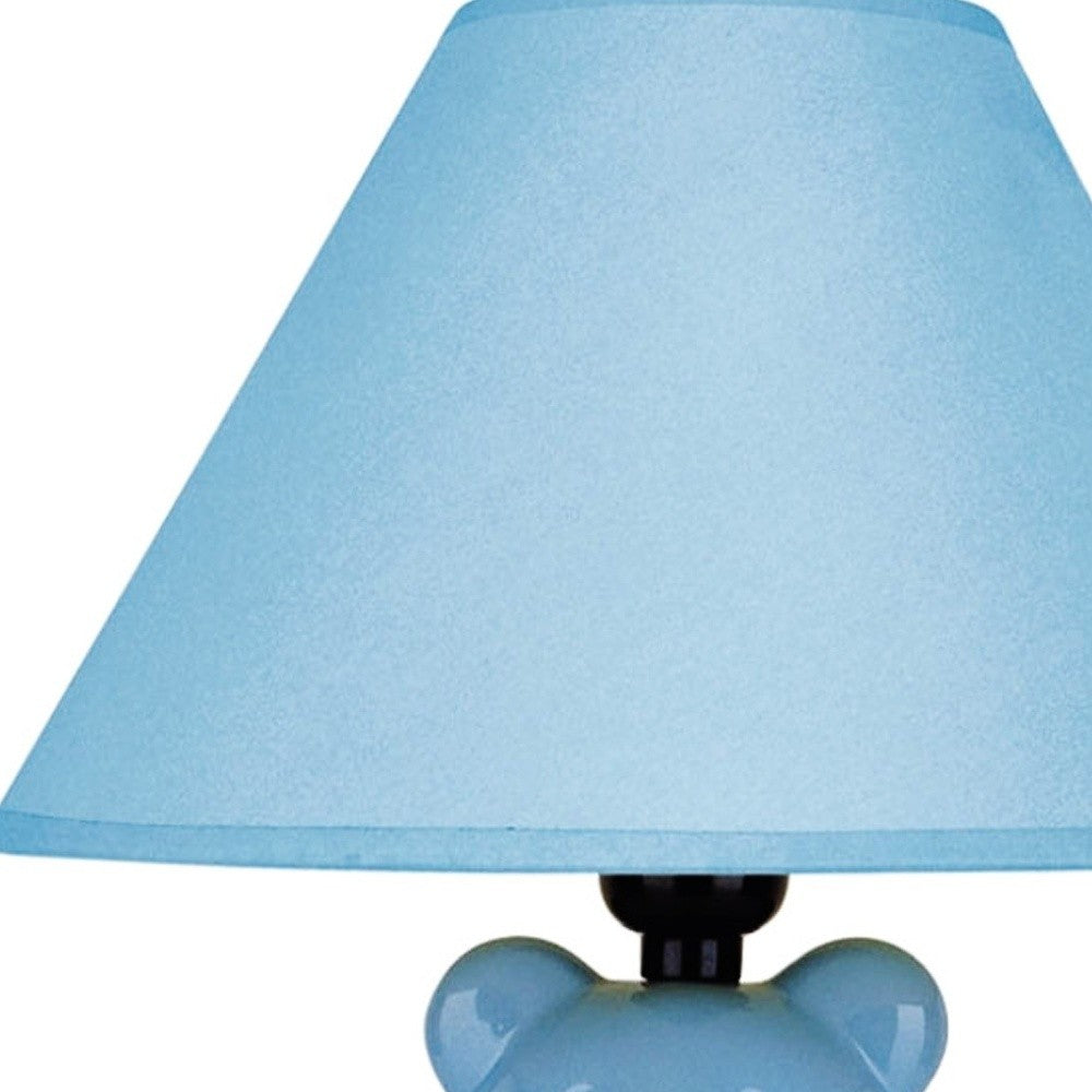 13" Blue Bedside Table Lamp With Blue Empire Shade