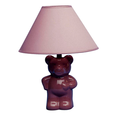 13" Pink Bedside Table Lamp With Pink Empire Shade 