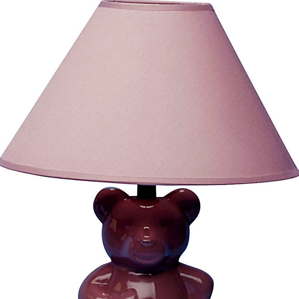 13" Pink Bedside Table Lamp With Pink Empire Shade