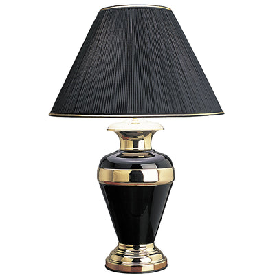 30" Black And Gold Table Lamp With Black Classic Empire Shade 