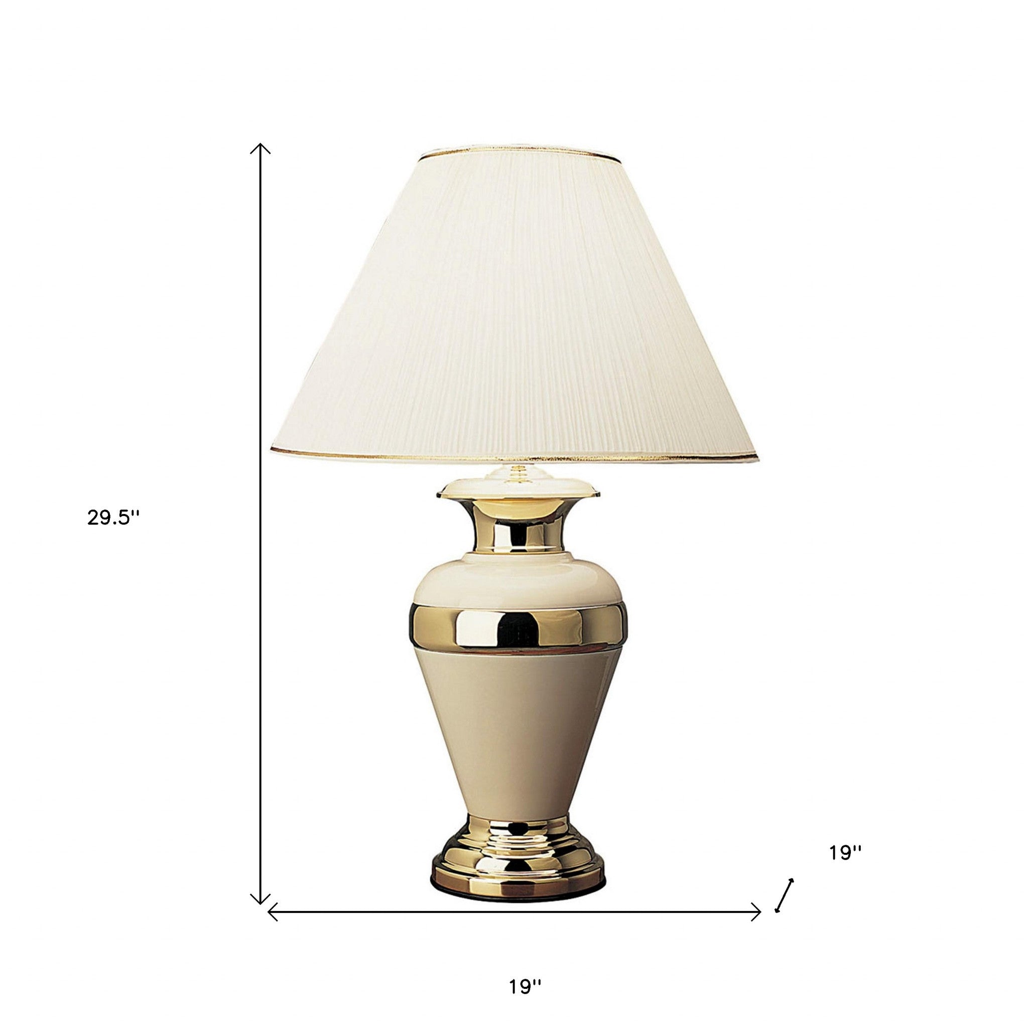 30" Gold Ceramic and Metal Urn Table Lamp