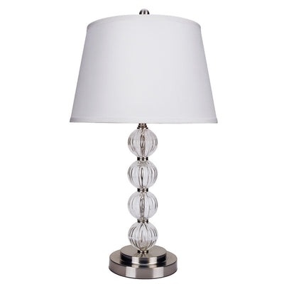 29" Silver Metal Table Lamp With White Classic Empire Shade 
