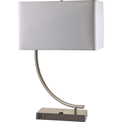 23" Silver Curved Table Lamp With White Rectangle Shade 