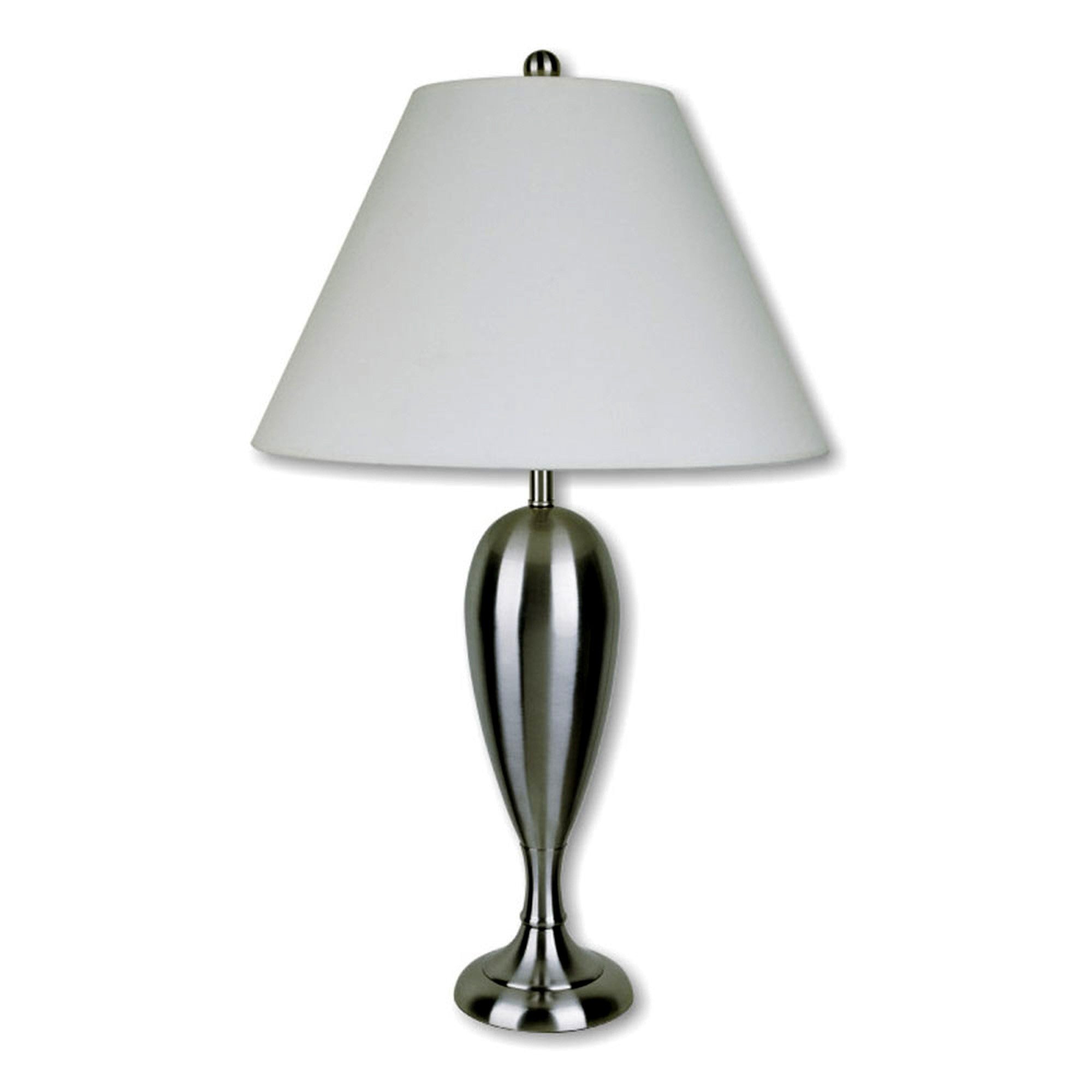 29" Nickel Metal Urn Table Lamp With White Classic Empire Shade