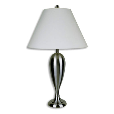 29" Nickel Metal Urn Table Lamp With White Classic Empire Shade 