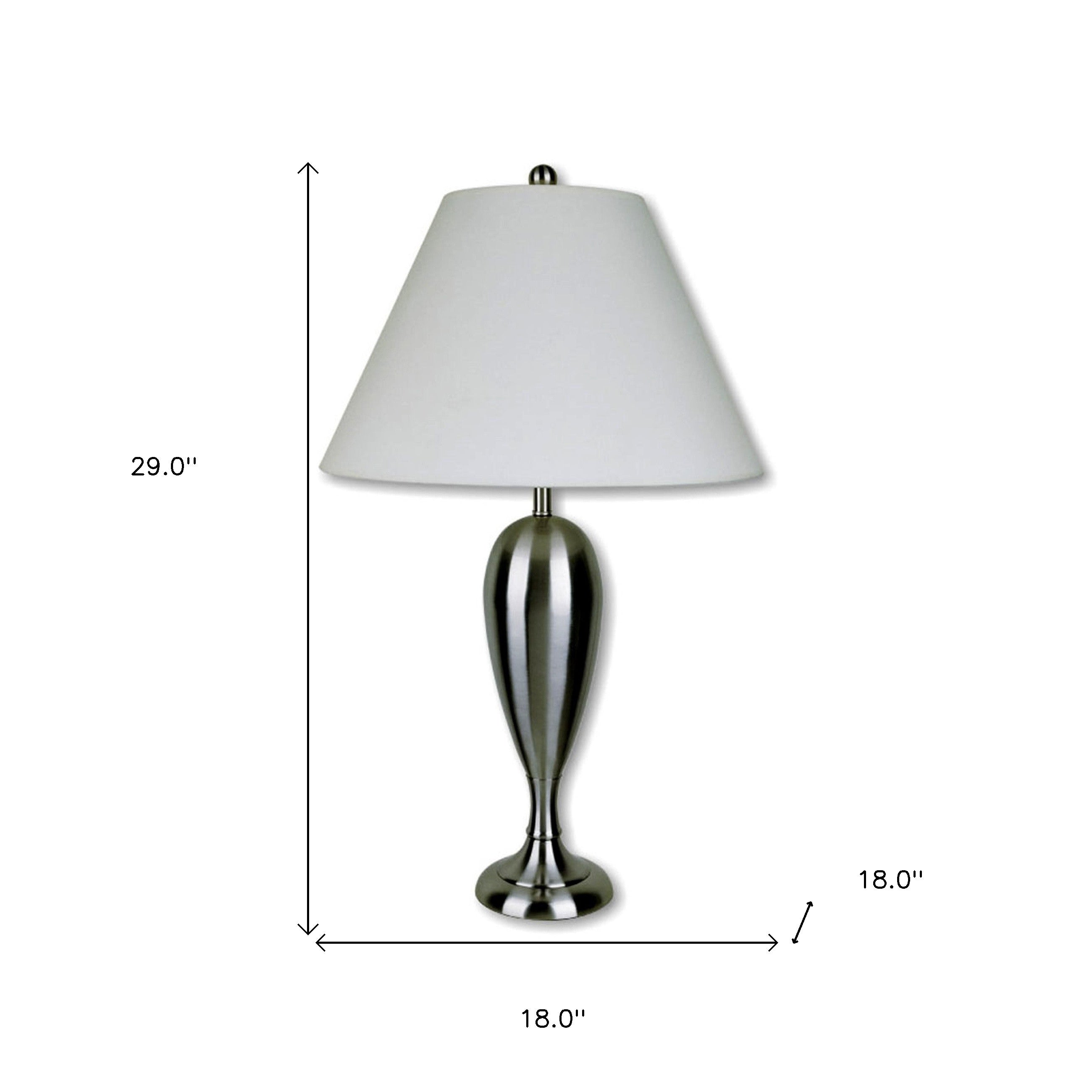 29" Nickel Metal Urn Table Lamp With White Classic Empire Shade