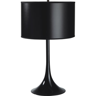 25" Black Minimalist Metal Table Lamp With Black Classic Drum Shade 