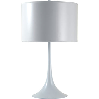 25" White Metal Table Lamp With White Classic Drum Shade 