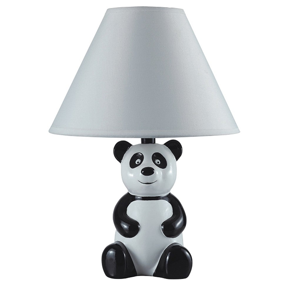 14” Panda Ceramic Table Lamp With White Shade