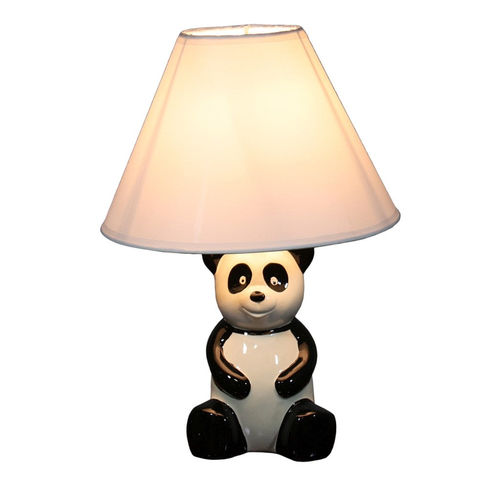 14” Panda Ceramic Table Lamp With White Shade